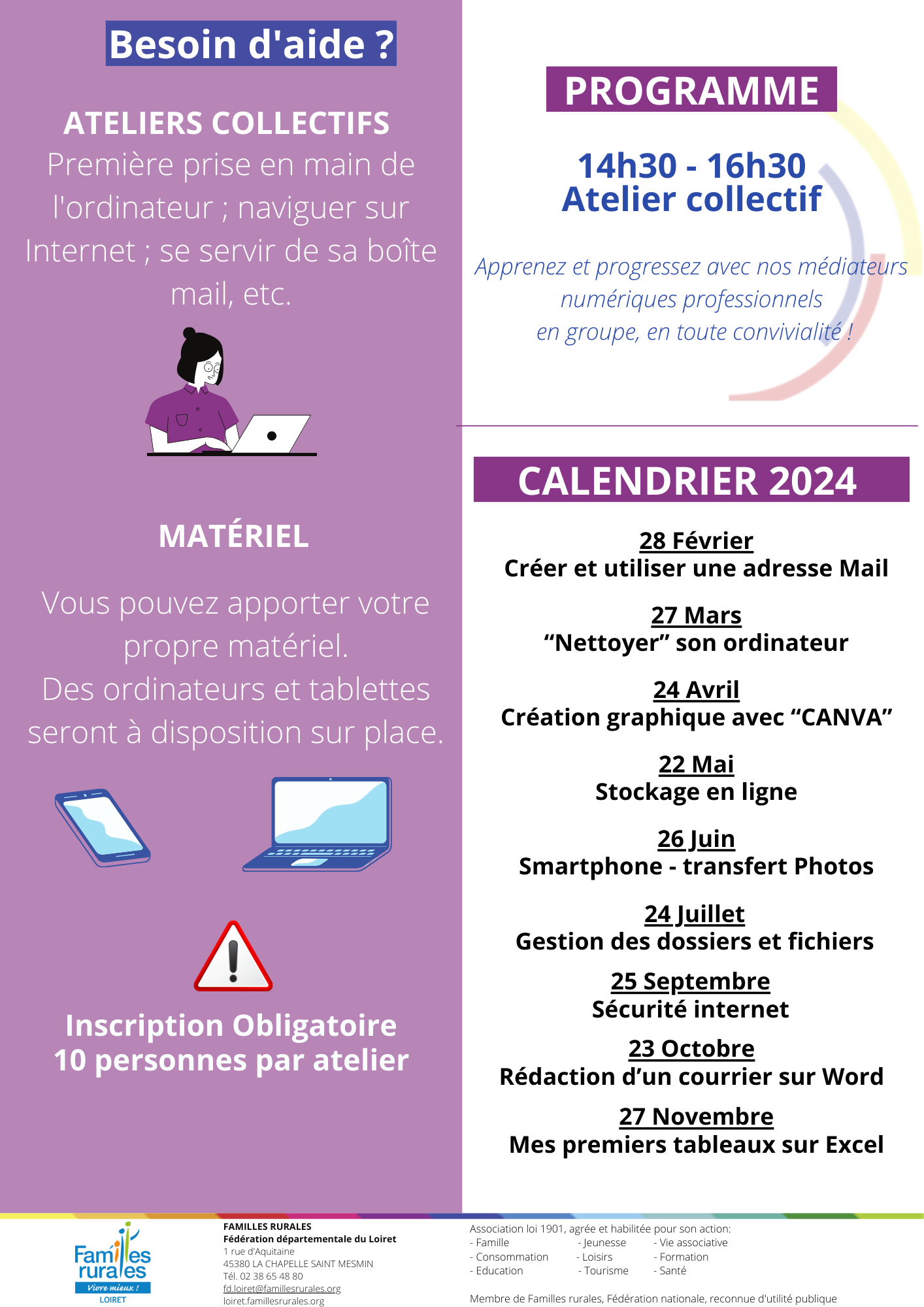 PMN La Chapelle-saint-Mesmin dates 2024 atelier numérique